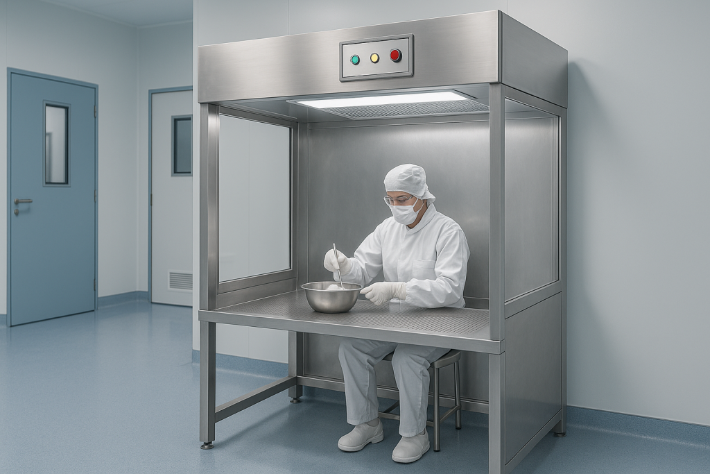 Powder sampling booth